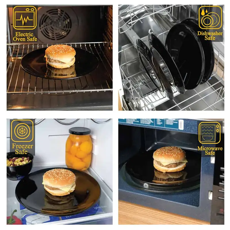 Set de 4 farfurii intinse: Versatilitate și Stil în Negru Lucios - Master