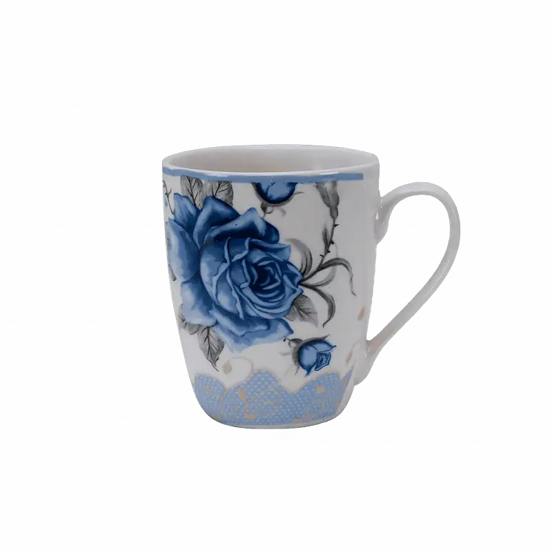 Becher 280 ml Weiß mit blauer Rose - Master