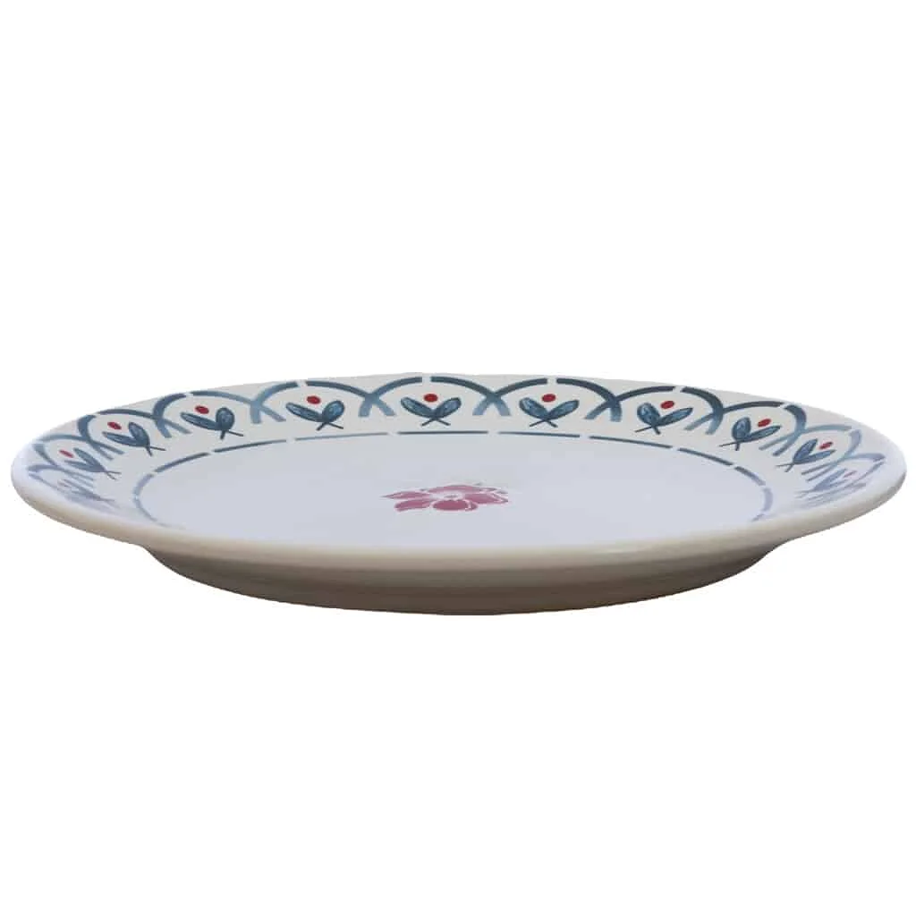 Farfurie de desert Ø 20 cm, Alb cu floare rosie si chenar gri - Master