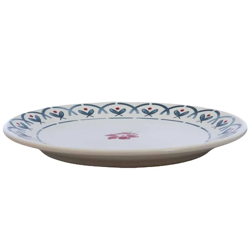Farfurie de desert Ø 20 cm, Alb cu floare rosie si chenar gri - Master
