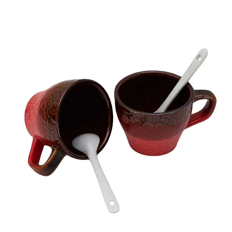 Set 2 Tassen mit Löffel Rot/Braun 70 ml - Master