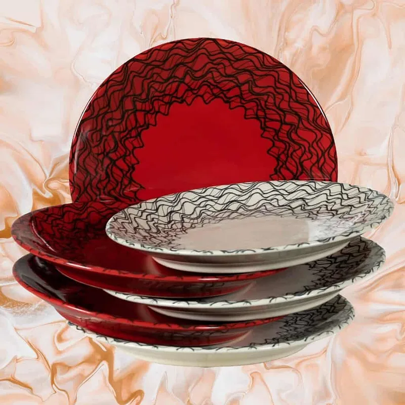Desserts in Eleganz: Set 6 Teller creme/rot! - Master