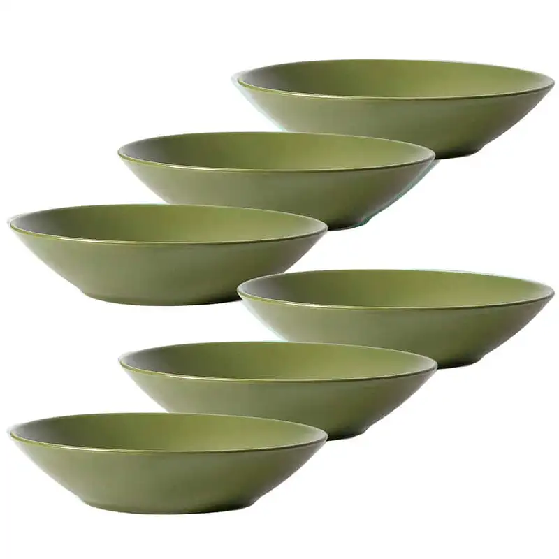 Set 6 farfurii adanci Verde masliniu mat, 21 cm - Master