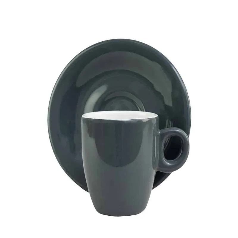 Tasse mit Untertasse 90 ml, Weiß/Grau - Master