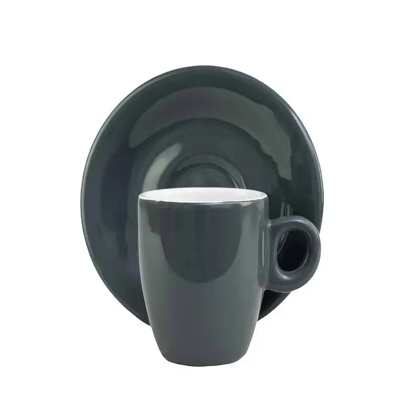 Csésze csészealjjal 90 ml, fehér/szürke - Master