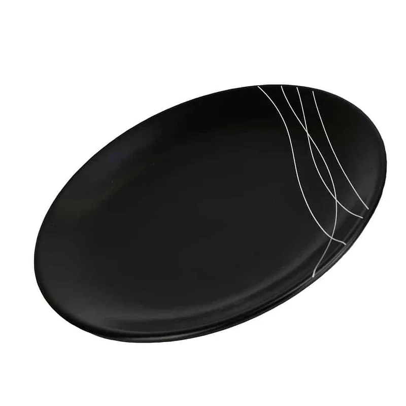 Farfurie de desert cu design modern, margine galbenă, Ø 21 cm, Alb Pur - Master
