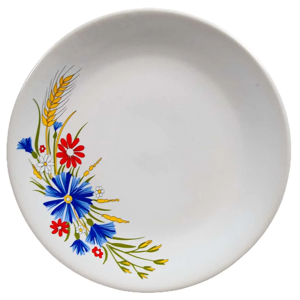 Dessert Plate Red/Blue Flowers, Wheat Spikes, 19.5 cm, White - Master