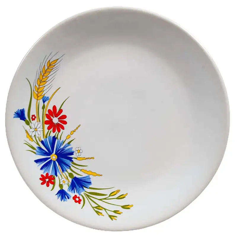 Desszerttál piros/kék virágok, búzakalászok, 19,5 cm, Fehér - Master