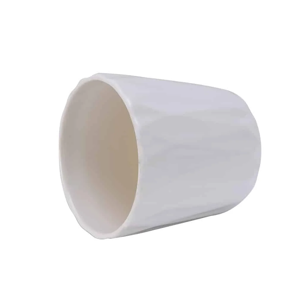 Pot 13 x 12.5 cm with diamond-shaped relief decor, White - Master
