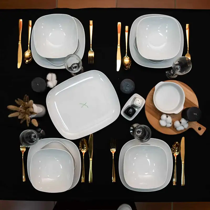 Set farfurii 12 piese, 4 persoane, Ice, Cesiro, Portelan, Alb - Master