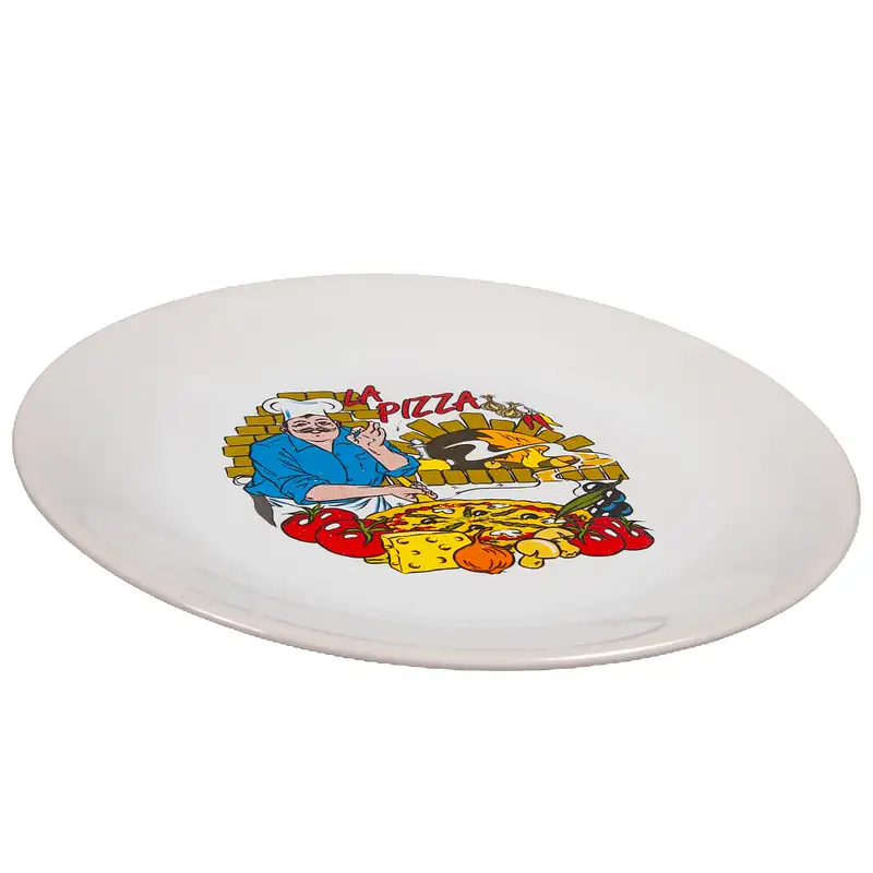 Farfurie de desert cu decor pizzar, 19,5 cm, Alb Pur - Master