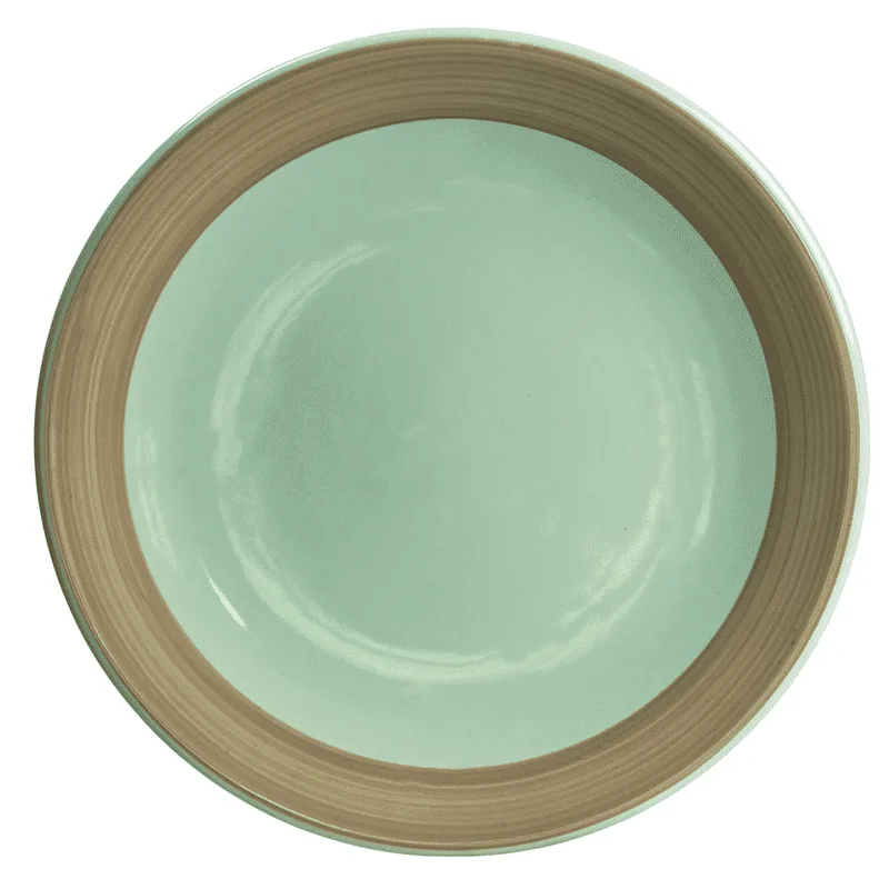 Menta zöld kiterjesztett tányér barna szalag díszítéssel, 26 cm - Master