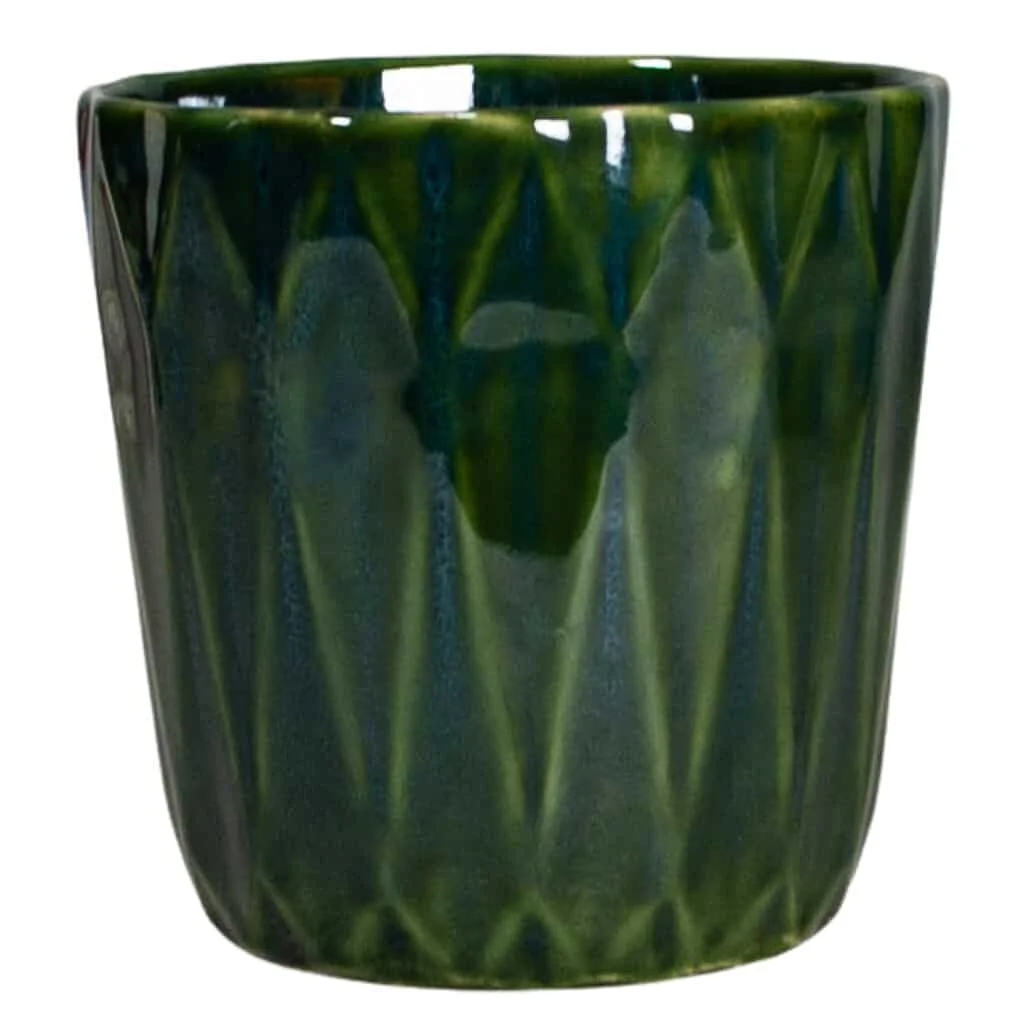 Dark green flower pot with diamond pattern, 12 cm - Master