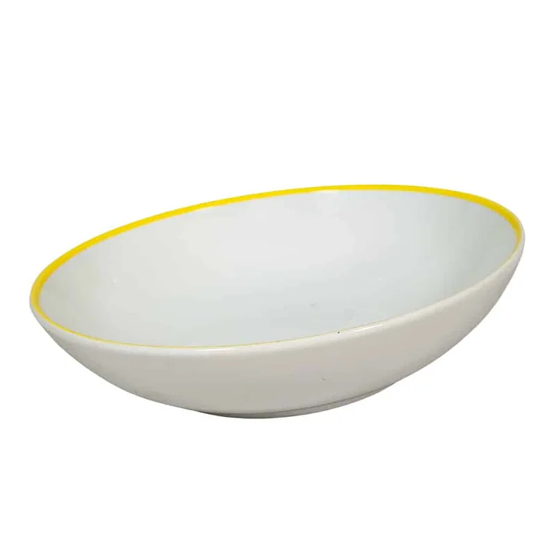 Farfurie adanca cu linie galbena pe margine, 21 cm, Arctic White - Master