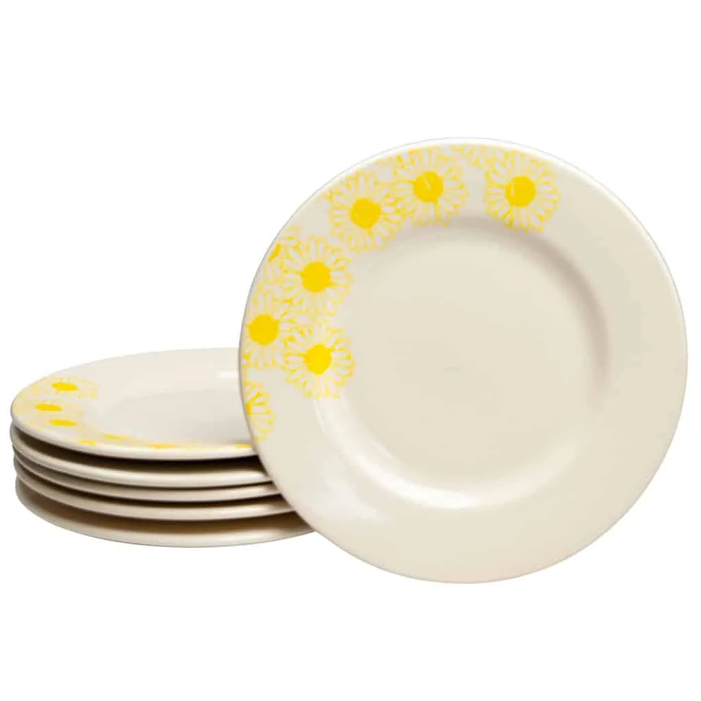 Set farfurie pentru desert Pure White cu margarete galbene, 20 cm - Master