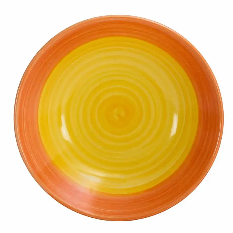 Farfurie adanca Alb cu spirala galben/portocaliu, 21 cm - Master