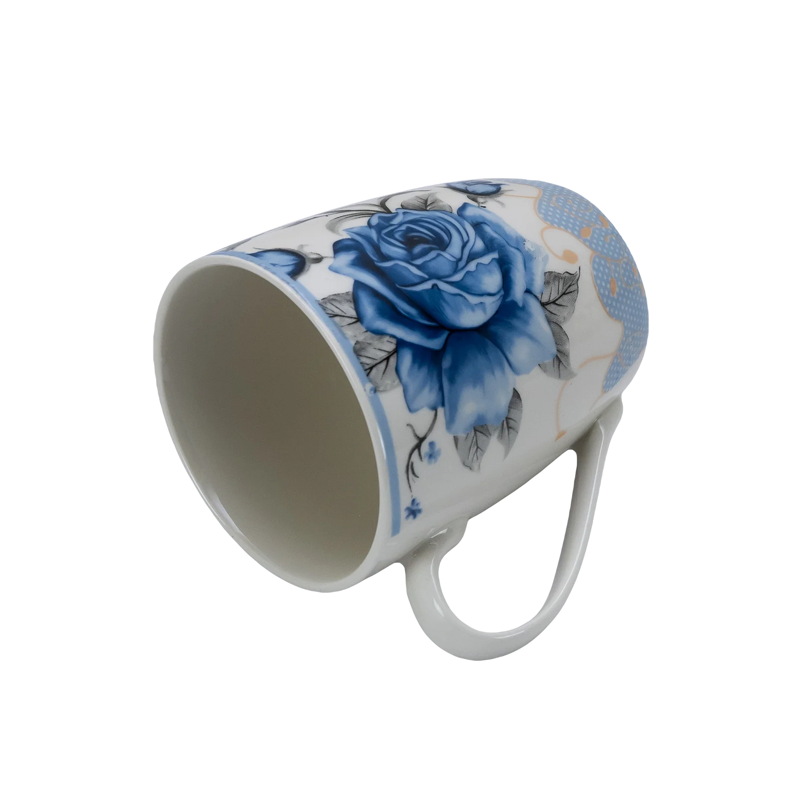 Becher 280 ml Weiß mit blauer Rose - Master