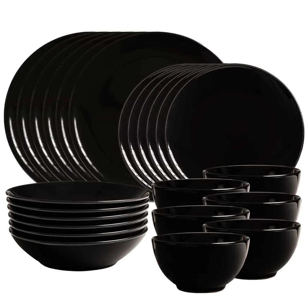 Set farfurii 24 piese, pentru 6 persoane, Abyss, Negru L. - Master