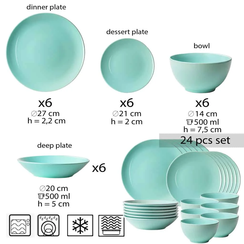 24-piece dinner plate set, 6 persons, Mint, Mint green - Master