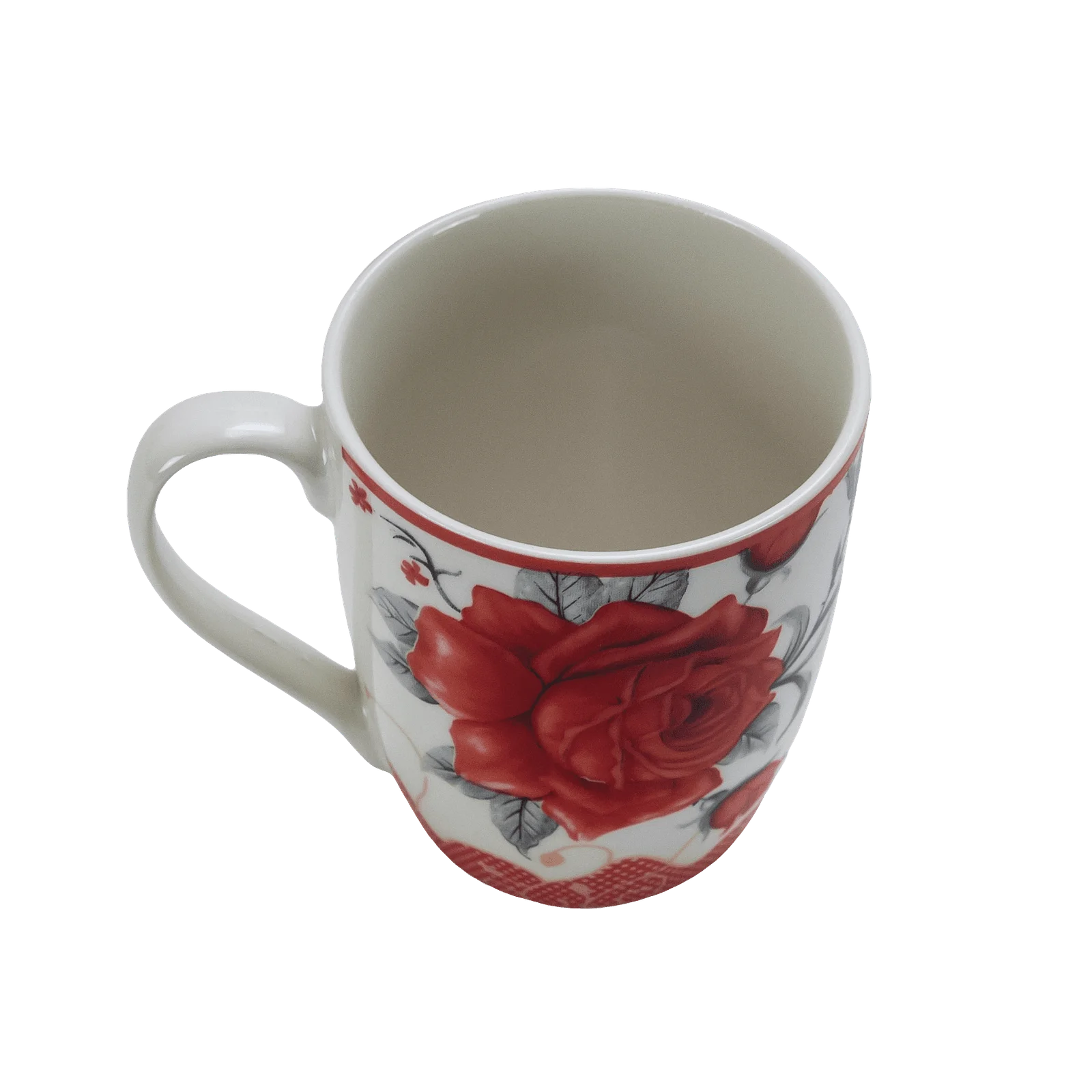 Tasse 280 ml, Weiß mit roter Rose - Master