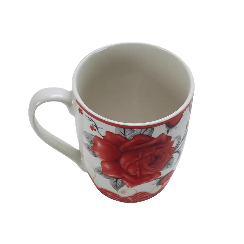Mug 280 ml, White with red rose - Master