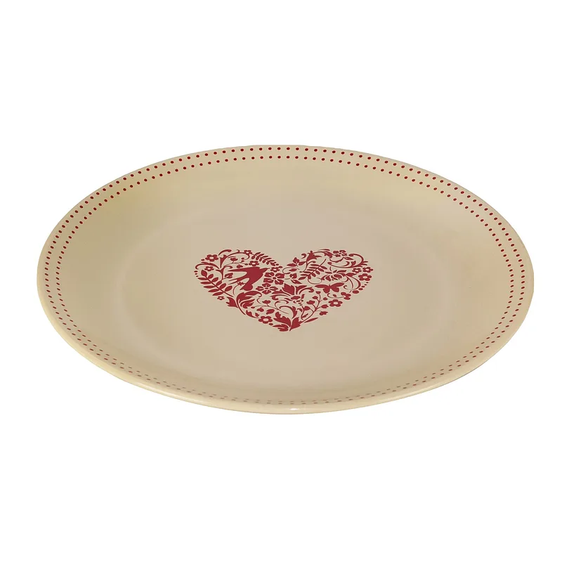 Farfurie extinsa 26 cm cu decor Inima Rosie, Crem - Master