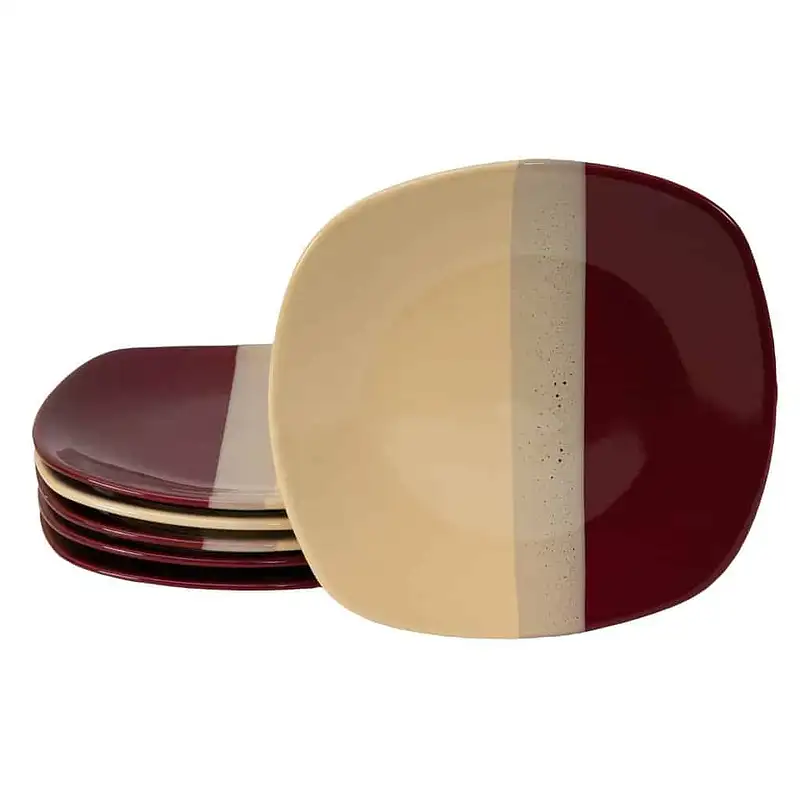 Set of 6 dessert plates cream/burgundy, 20 cm - Master