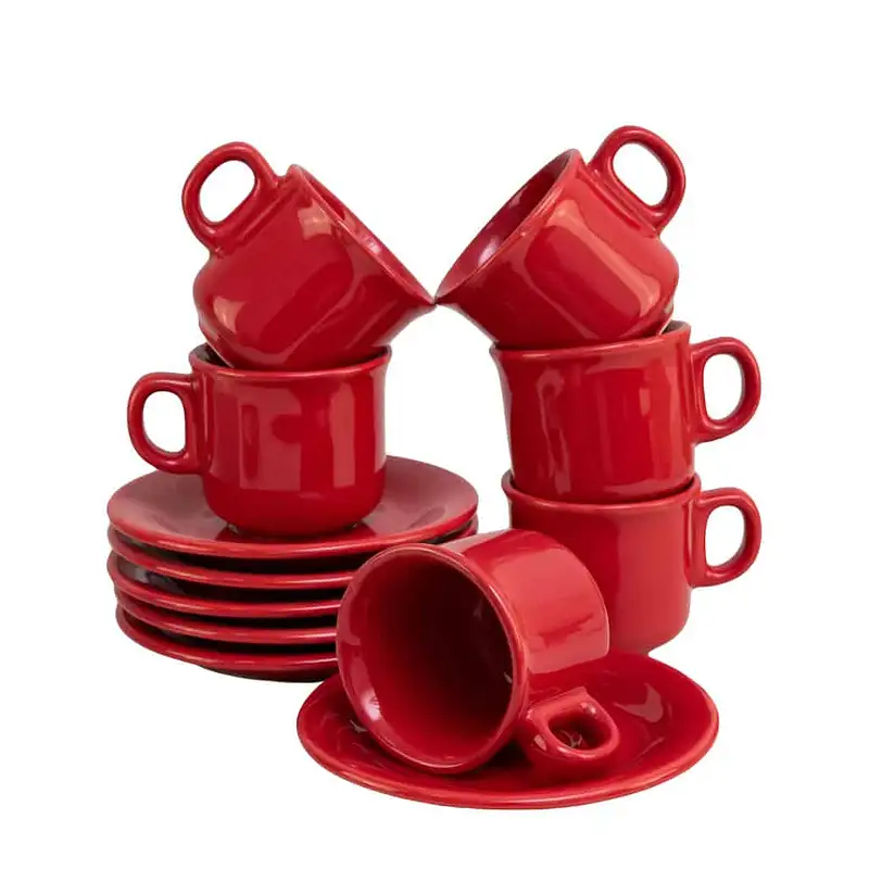 Set 6 cești si farfurioare Lucious Red, 120 ml - Master