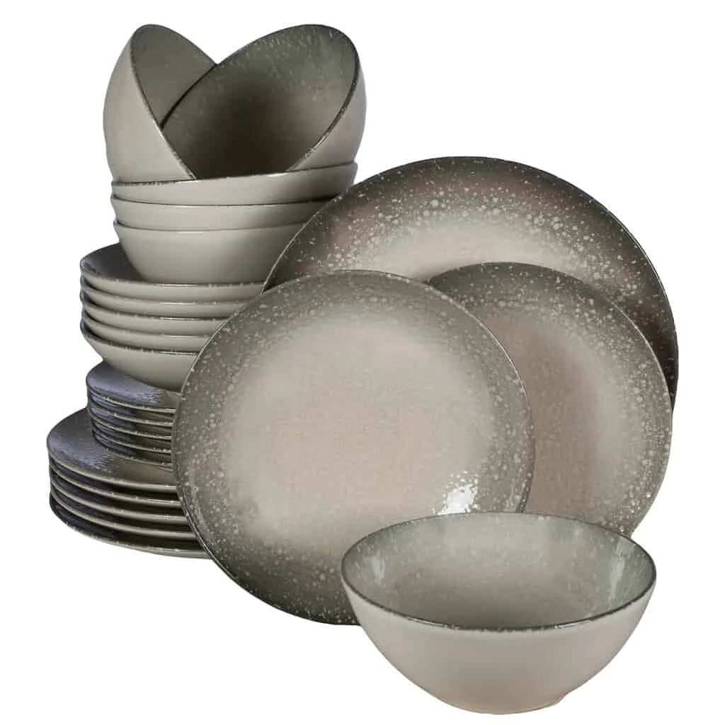 Set farfurii 24 piese, 6 persoane, Stone, Cesiro, Alb Ivoire/gri - Master