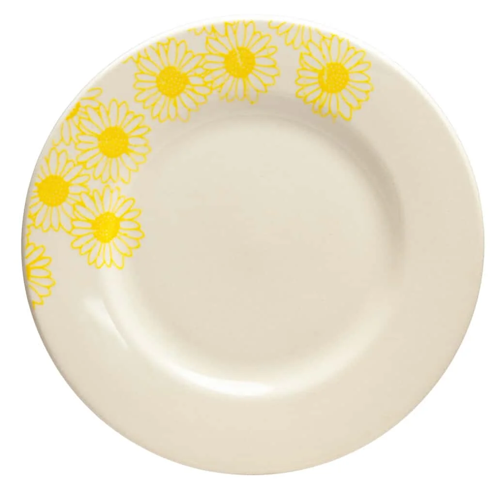Desertteller mit gelben Margeriten, Durchm. 20 cm, reinweiß - Master