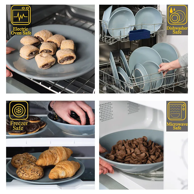 Tellerset 24-teilig, 6 Personen, Esche, Cesiro, Grau-Blau - Master