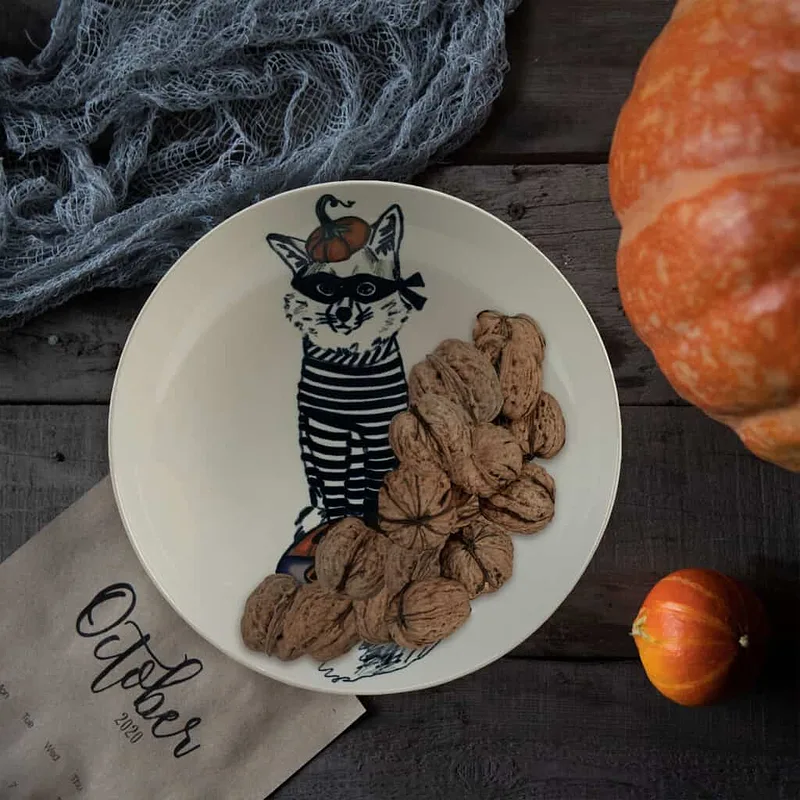 Set farfurii 18 piese, 6 persoane, Robber Cat, Ivoire cu Pisica - Master