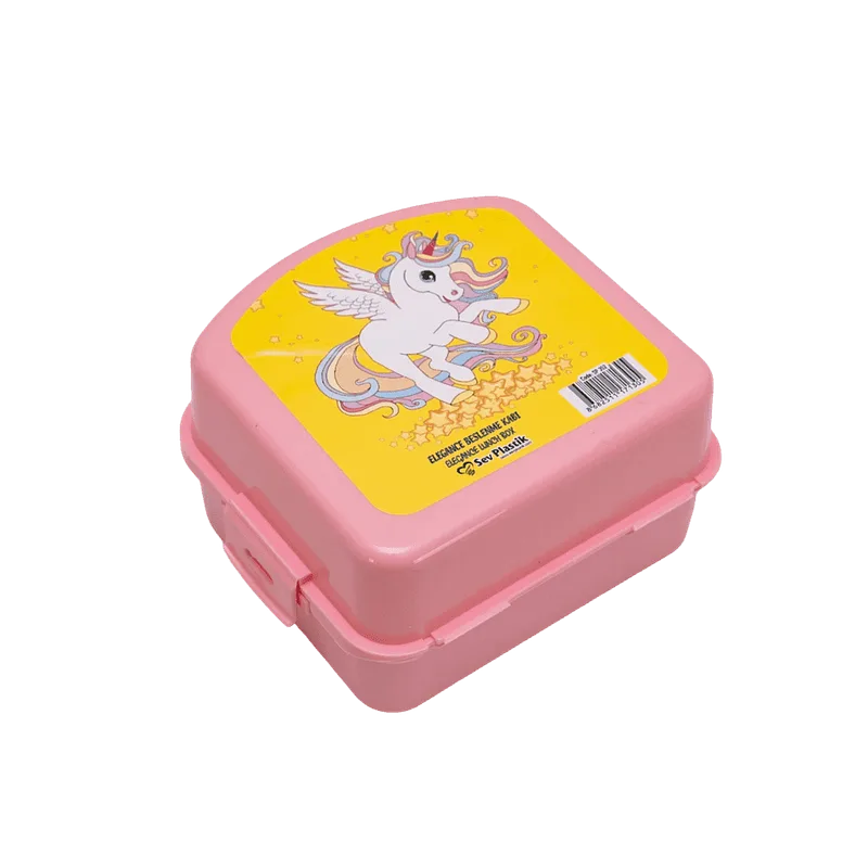 Kids lunch box, 3 compartments, Pink with unicorn - Master