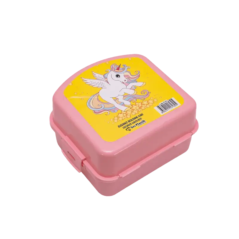 Kids lunch box, 3 compartments, Pink with unicorn - Master