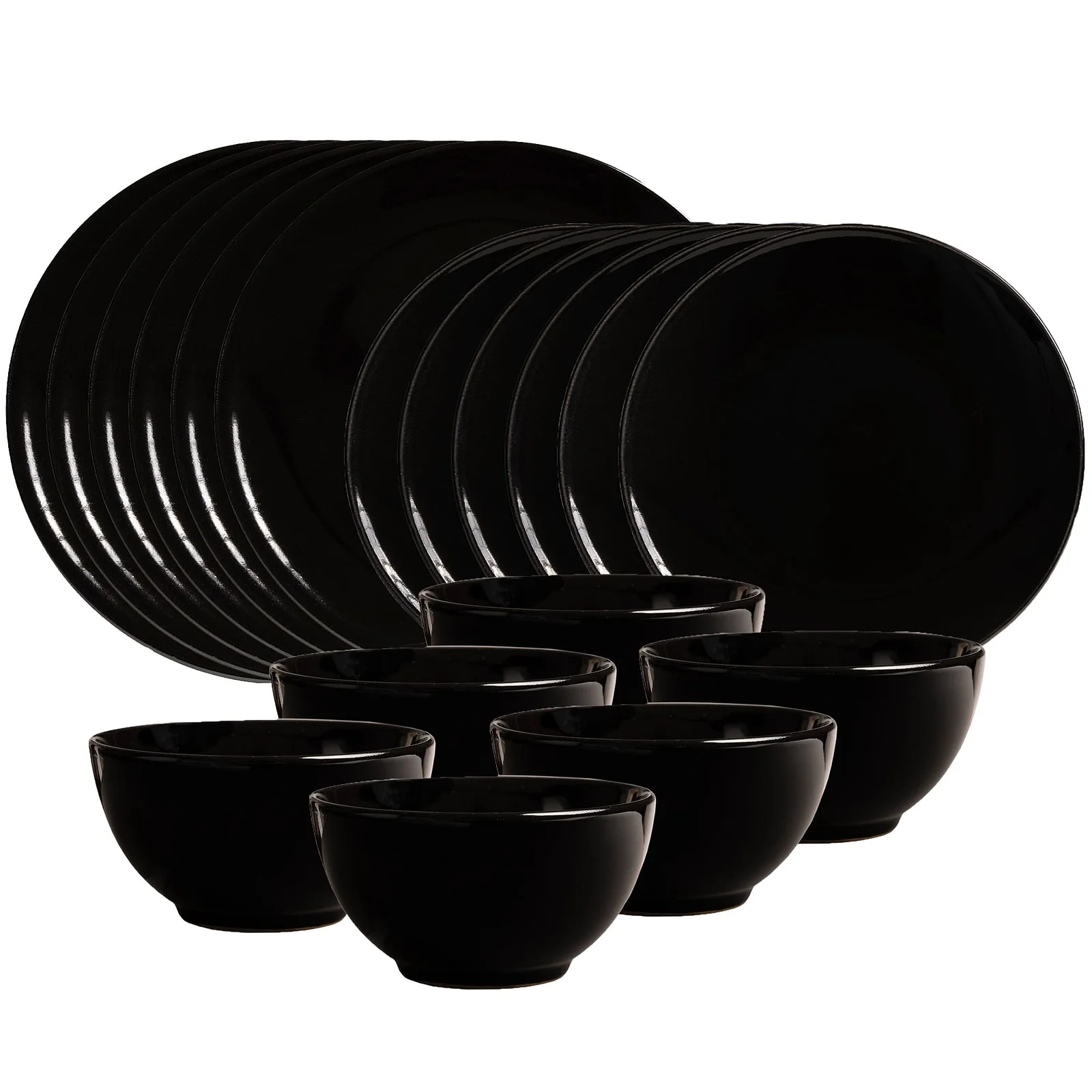 Set farfurii 18 piese, 6 persoane, Abyss, Negru Abis Lucios - Master
