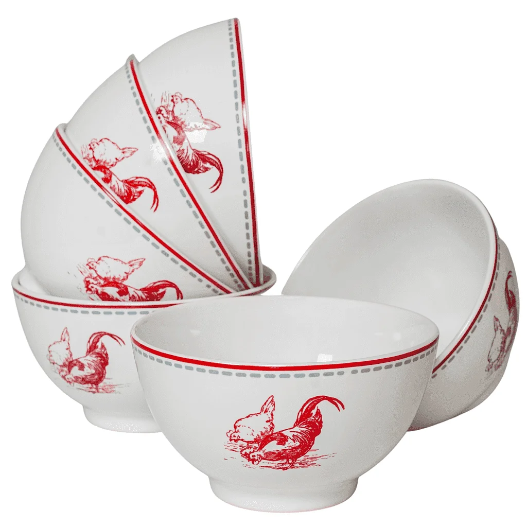 Σετ 6 μπολ με Decor 2 Κότες, 650 ml, Arctic White - Master