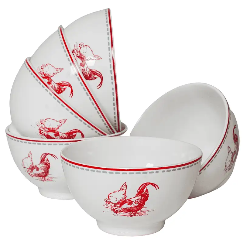 Σετ 6 μπολ με Decor 2 Κότες, 650 ml, Arctic White - Master