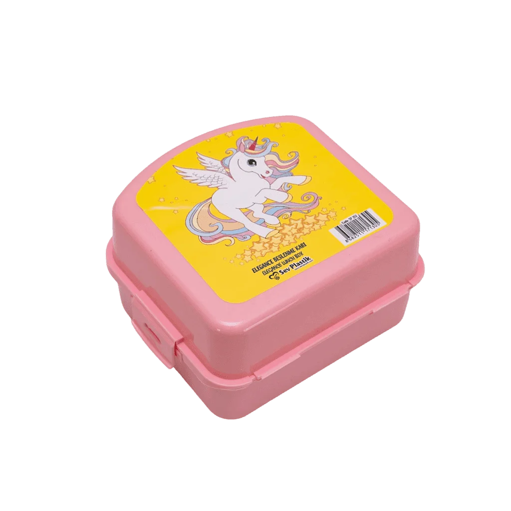 Kids lunch box, 3 compartments, Pink with unicorn - Master