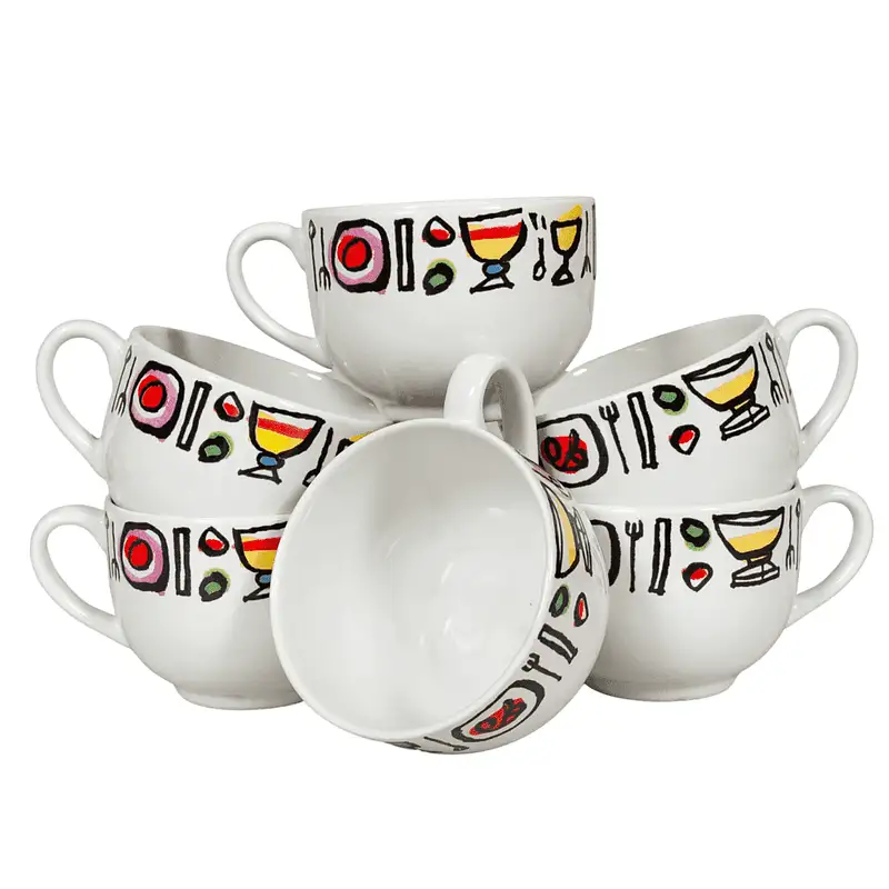 Set 6 Jumbotassen Dekoriert Arctic White, 470 ml - Master