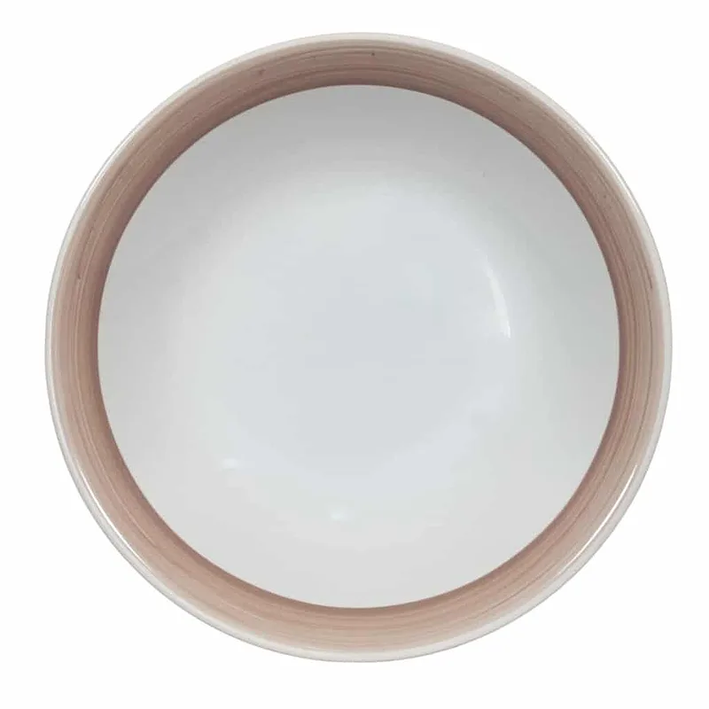 Set de 6 farfurii adânci Arctic White cu bandă maro - Master