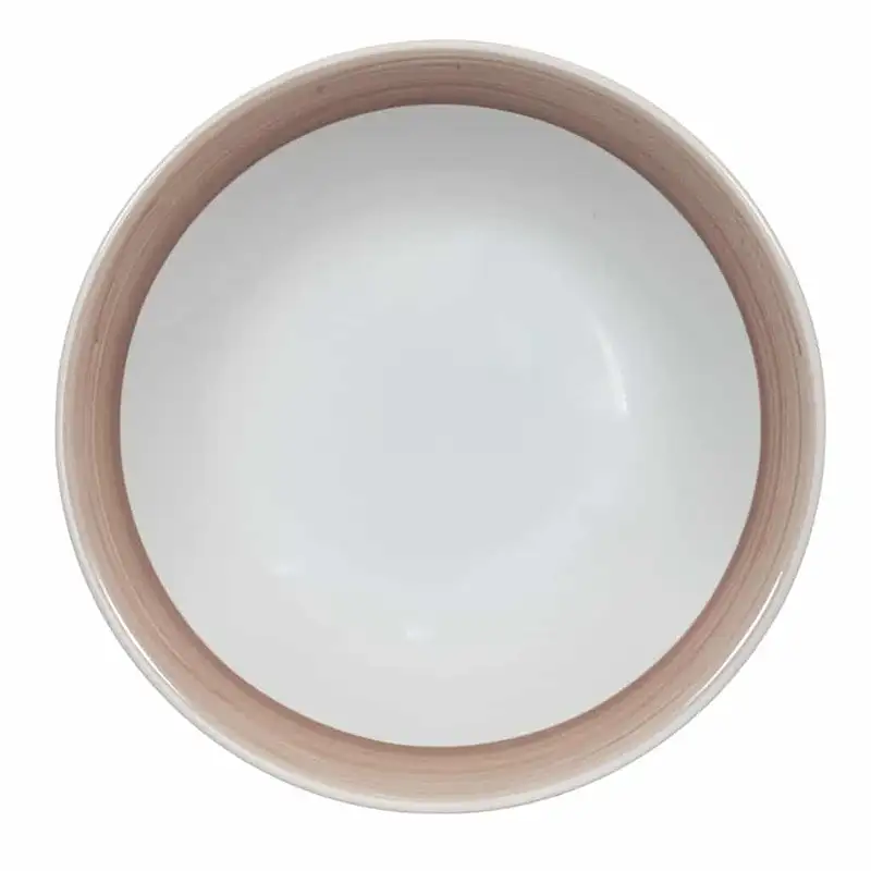Set of 6 deep plates Arctic White with brown band - Master