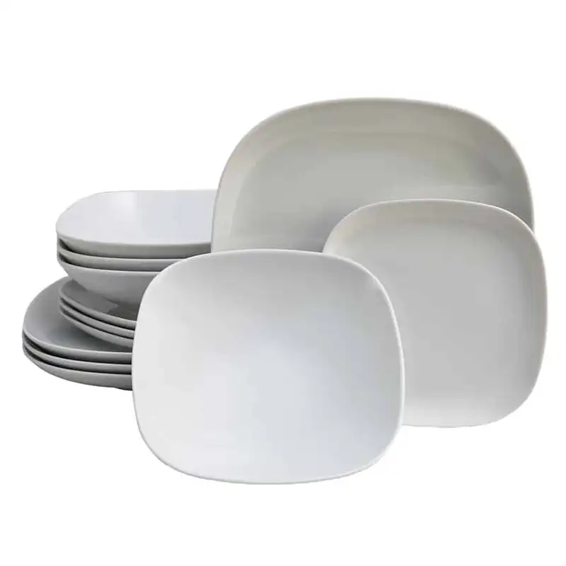 Set farfurii 12 piese, 4 persoane, Ice, Cesiro, Portelan, Alb - Master