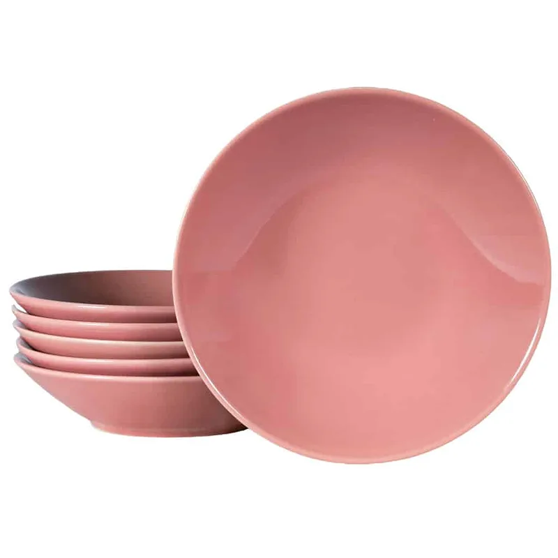 Set 6 farfurii adanci Pink Glossy, 21 cm - Master
