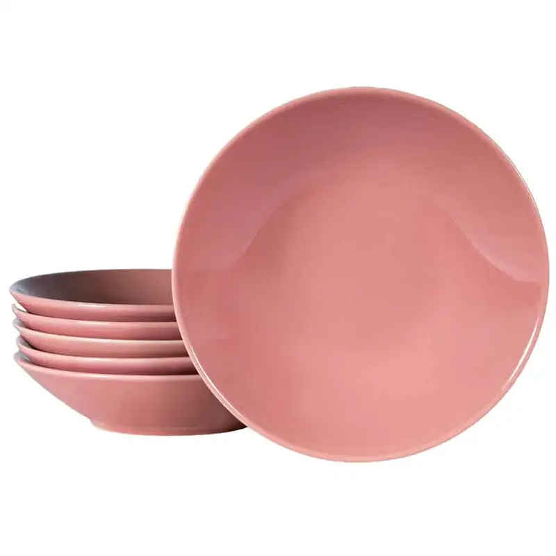 Set 6 farfurii adanci Pink Glossy, 21 cm - Master
