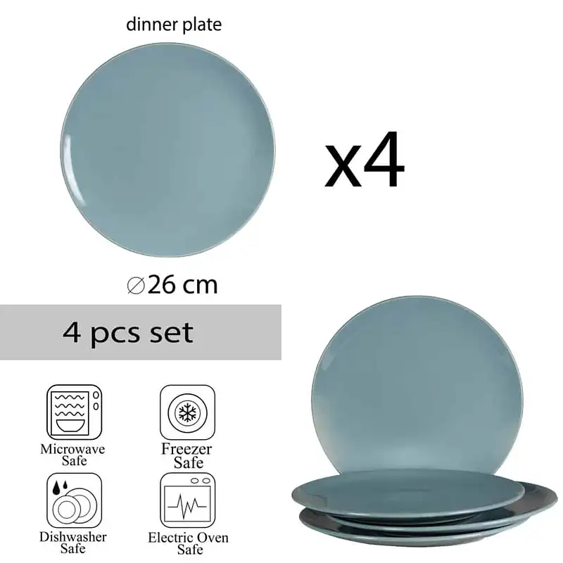 Set 6 Premium-Qualitätsteller in Graublau-Nuancen - Master