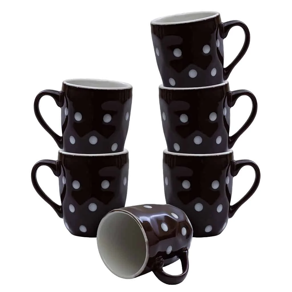Set 6 cești 180 ml Maro cu puncte albe - Master
