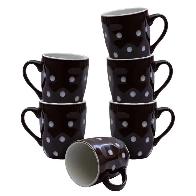 Set 6 cești 180 ml Maro cu puncte albe - Master