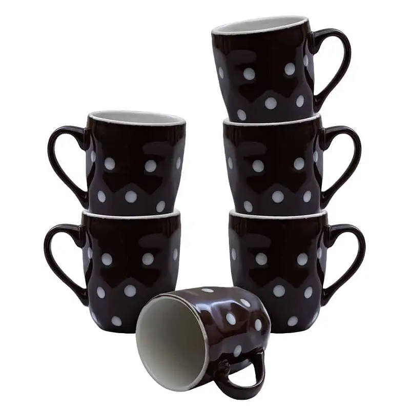 Set 6 cești 180 ml Maro cu puncte albe - Master