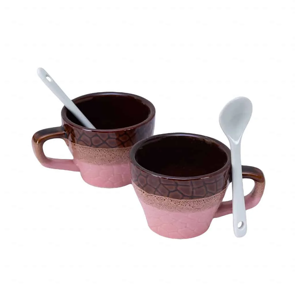 Set of 2 cups with spoon 70 ml Brown/Pink - Master
