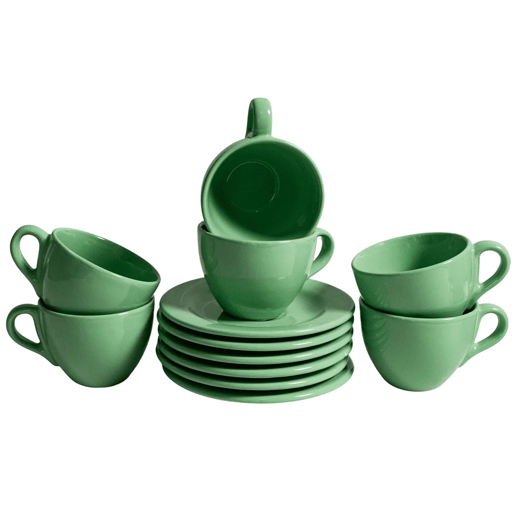 6er-Set Kaffeetassen mit Untertassen Mint Green, 160 ml - Master